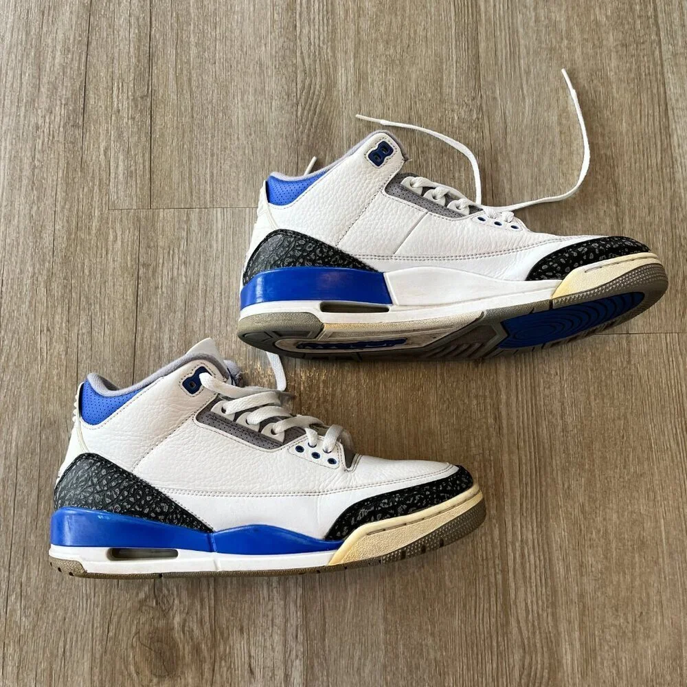 Mens Air Jordan Jordan 3 Retro 'Racer Blue' Sneakers CT8532-145 - 9.5